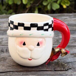 Vintage American Greetings Santa Claus Face Coffee/Tea/Milk Mug Checkered Hat